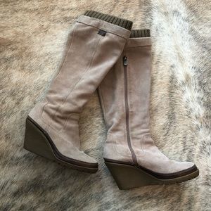 Tan Suede European wedge Boots